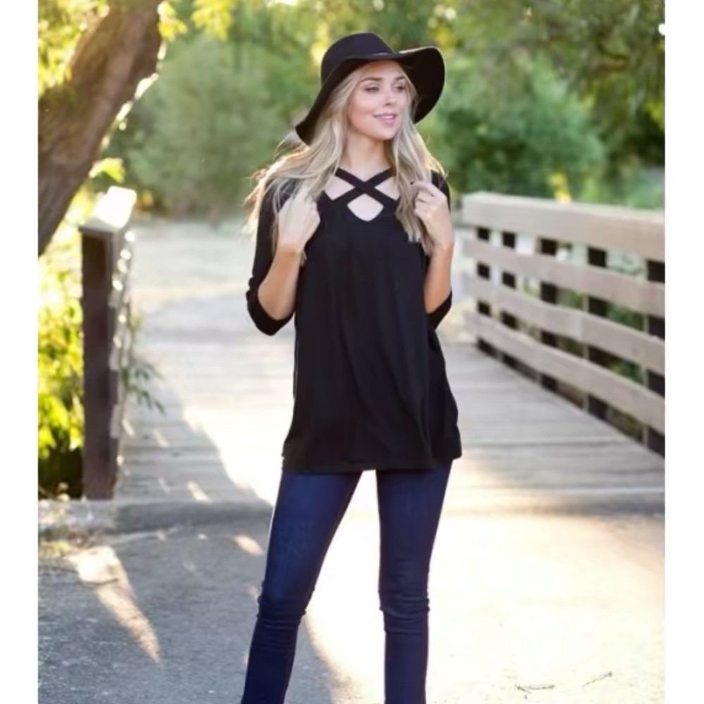 Crossed neck babydoll tunic